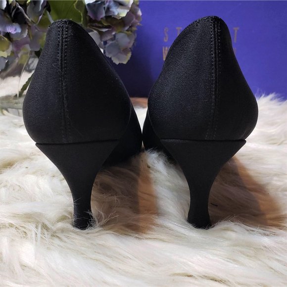 Stuart Weitzman Peau de Soie Rhinestone Heels, 9AA - Picture 7 of 11